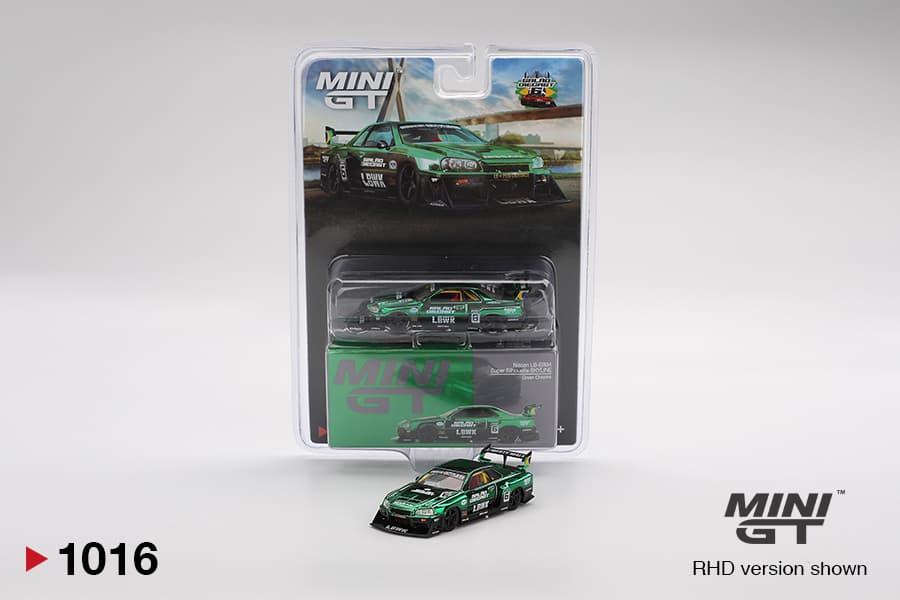 Nissan LB-ER34 Super Silhouette SKYLINE Green Chrome 2025 Salão DieCast 6