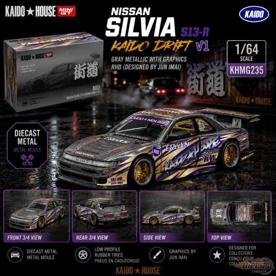 x Kaido House Collab Factory Sealed Nissan Silvia S13-R Kaido Drift V1 Greddy Gunmetal Gray #235